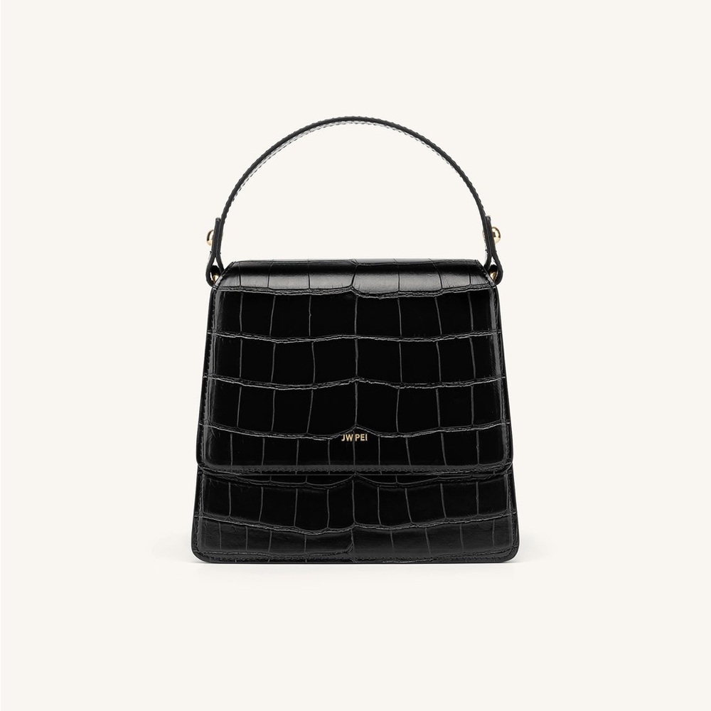 THE FAE TOP HANDLE BAG - BLACK CROC